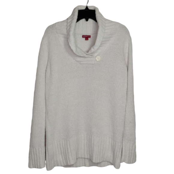 Merona Ivory Long Sleeve Collared Chenille Sweater - Picture 1 of 6